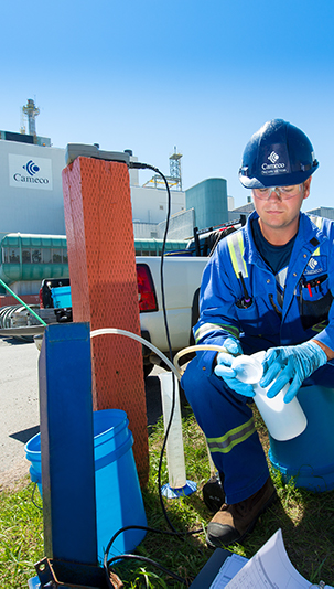 worker doing safety test