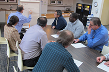 employees watching presentation