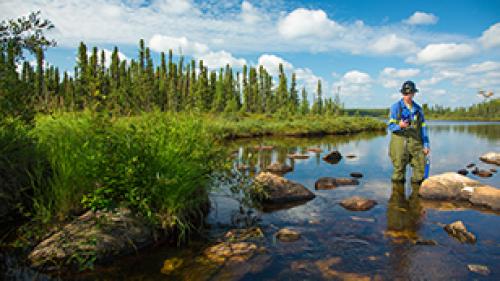 Cameco worker testing river water quality